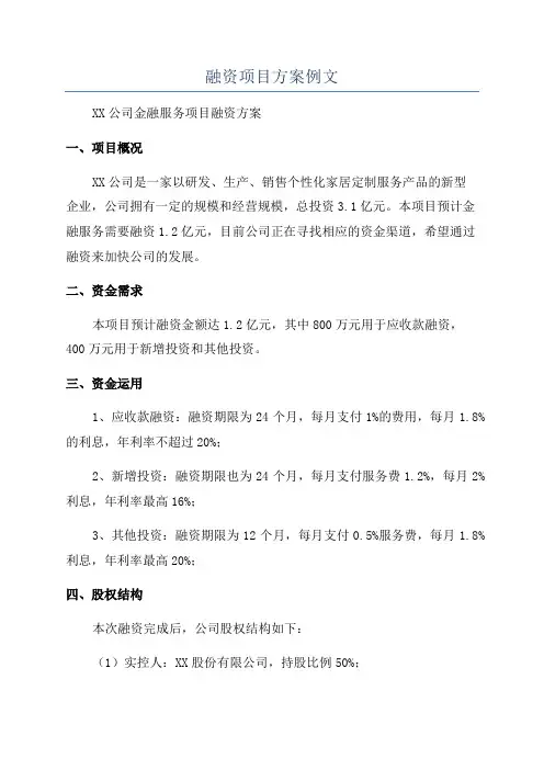融资项目方案例文