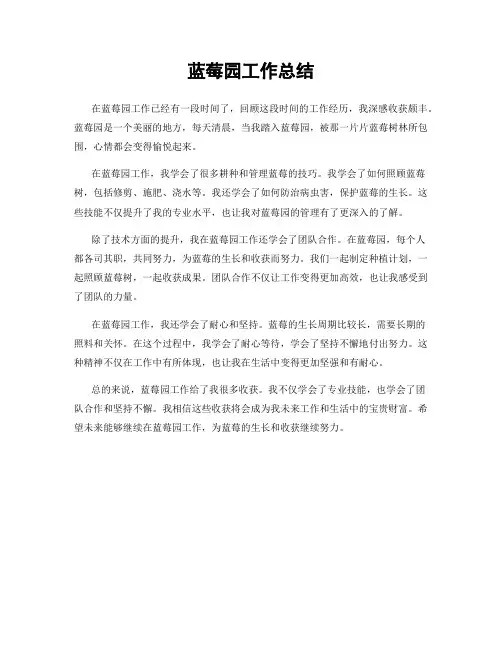 蓝莓园工作总结