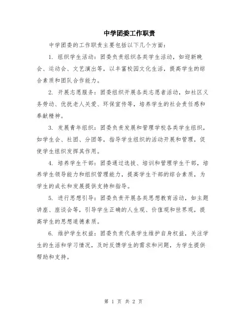 中学团委工作职责