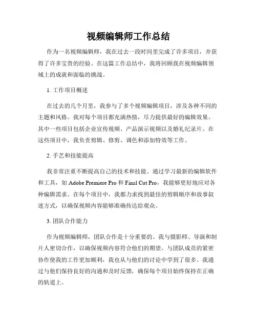 视频编辑师工作总结