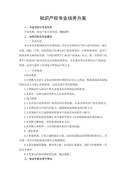 知识产权专业培养方案