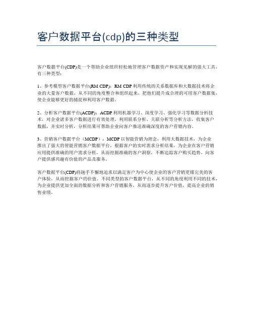 客户数据平台(cdp)的三种类型