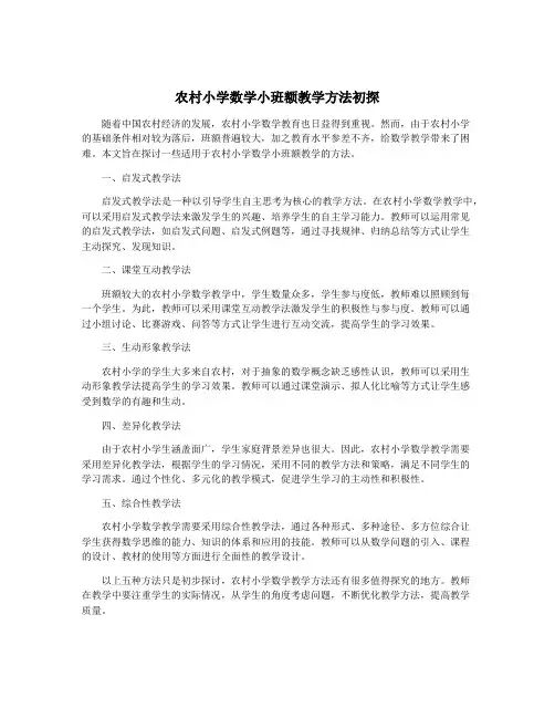 农村小学数学小班额教学方法初探
