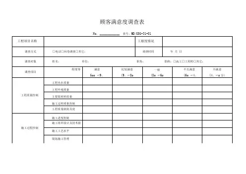 顾客满意度调查表及汇总表