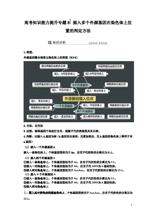 高考知识能力提升专题6  插入多个外源基因在染色体上位置的判定方法