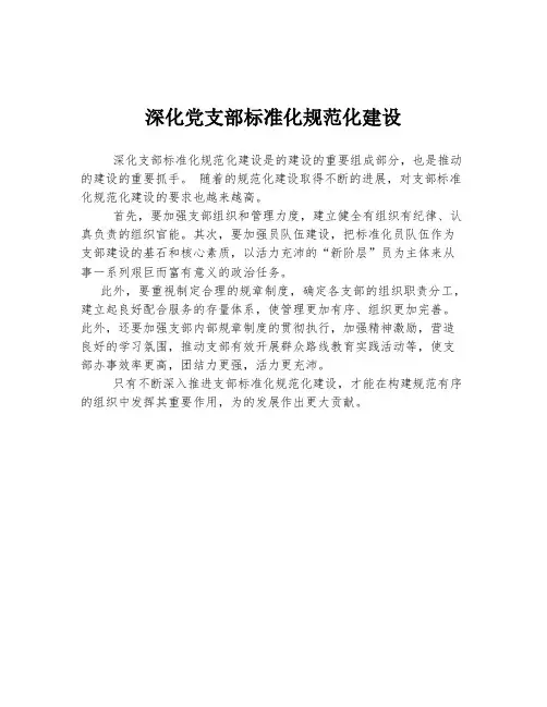 深化党支部标准化规范化建设