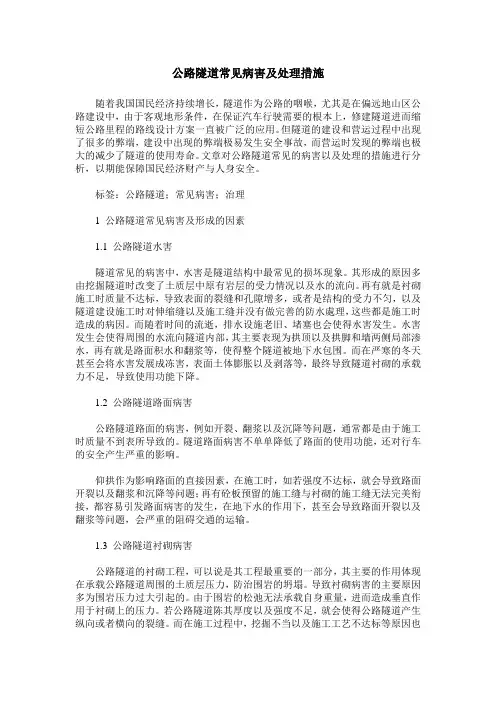 公路隧道常见病害及处理措施