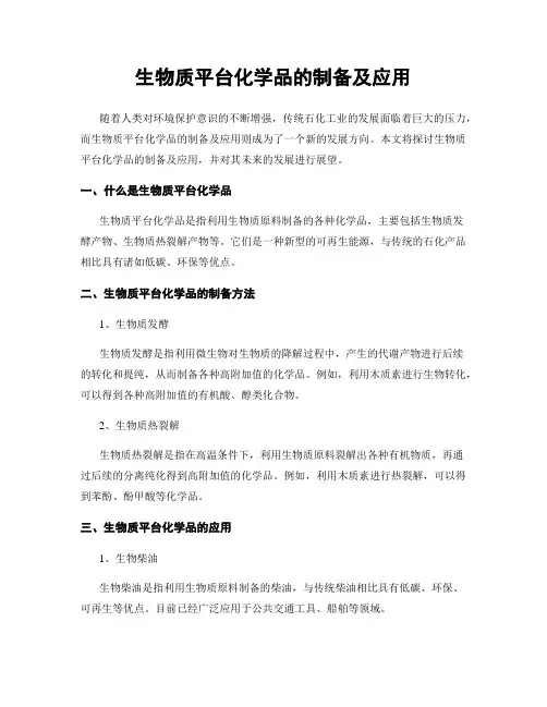 生物质平台化学品的制备及应用