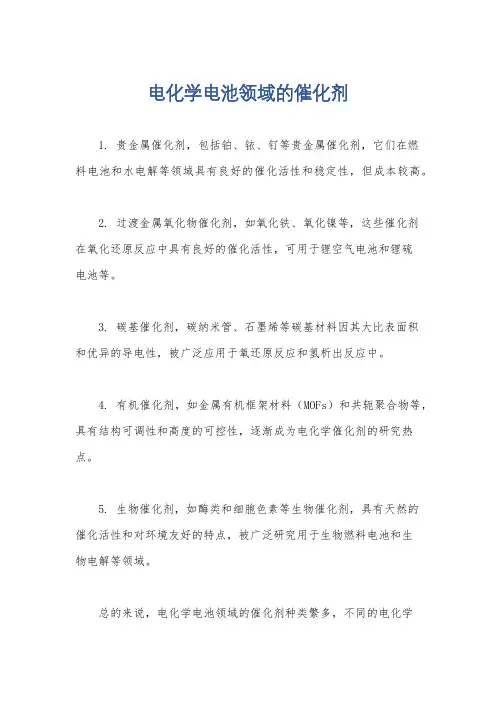电化学电池领域的催化剂