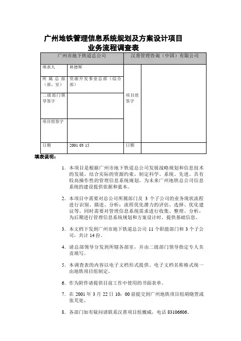 1业务流程调查表(答卷)