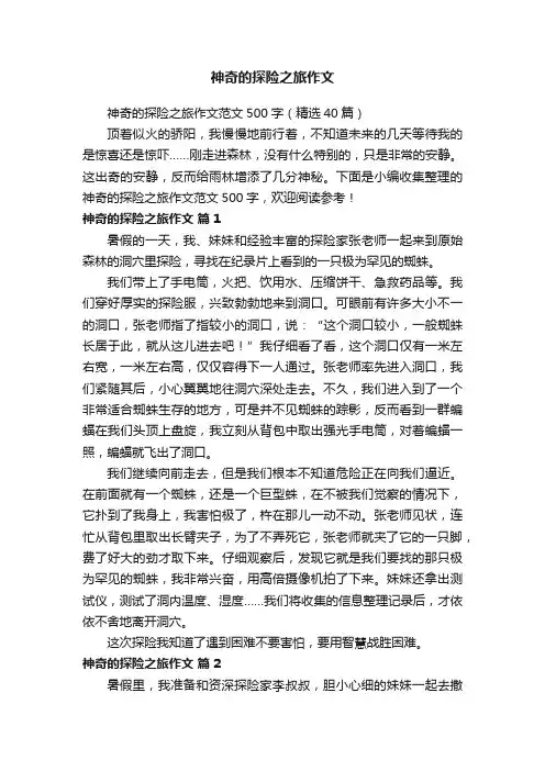 神奇的探险之旅作文范文500字（精选40篇）