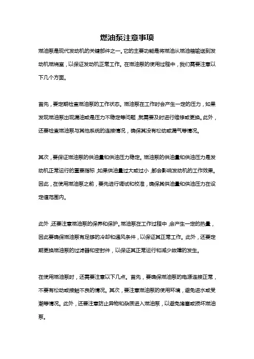 燃油泵注意事项