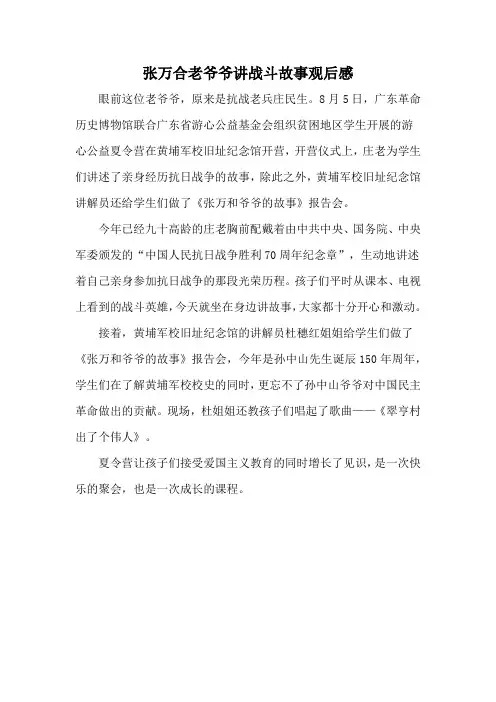 张万合老爷爷讲战斗故事观后感