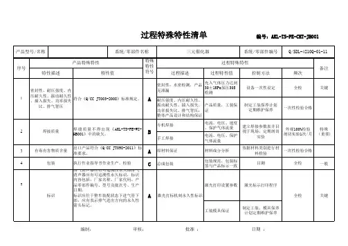 过程特殊特性清单2013