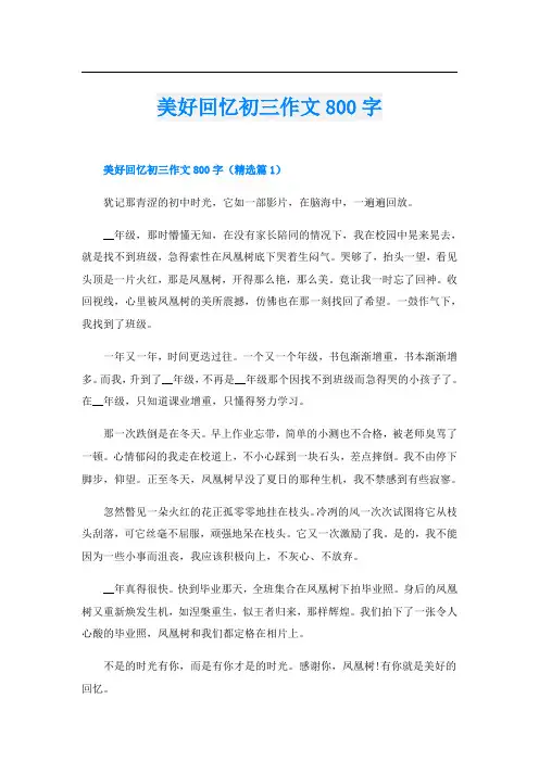 美好回忆初三作文800字