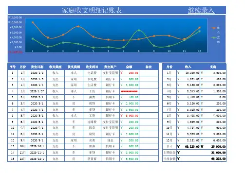 家庭收支明细记账表