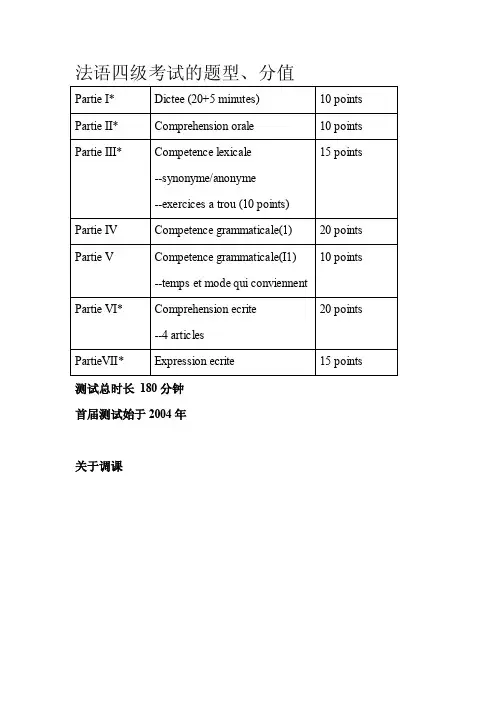 法语四级考试的题型