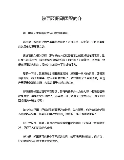 陕西泾阳郑国渠简介