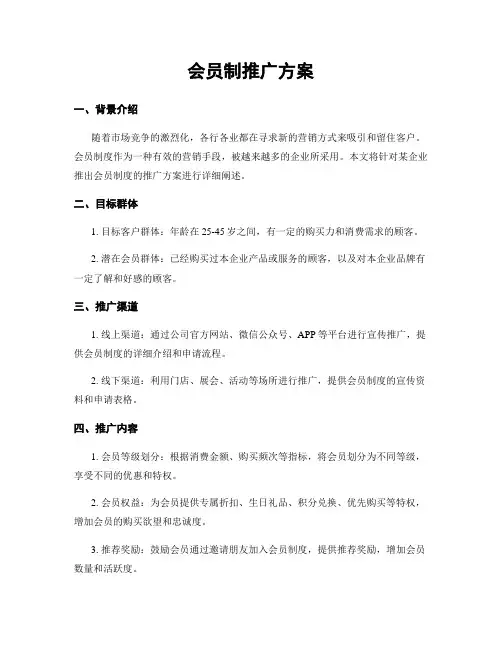 会员制推广方案