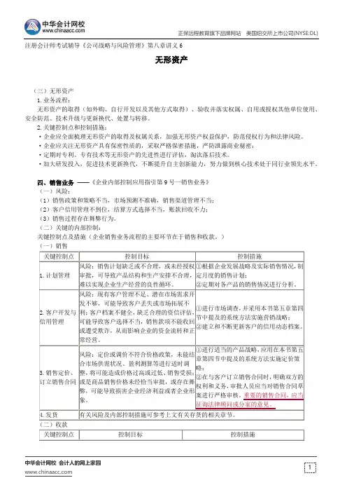 无形资产--注册会计师考试辅导《公司战略与风险管理》第八章讲义6