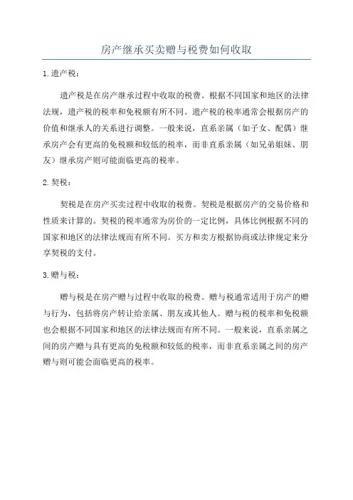 房产继承买卖赠与税费如何收取