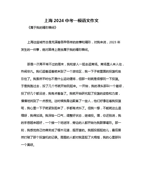 上海2024中考一模语文作文