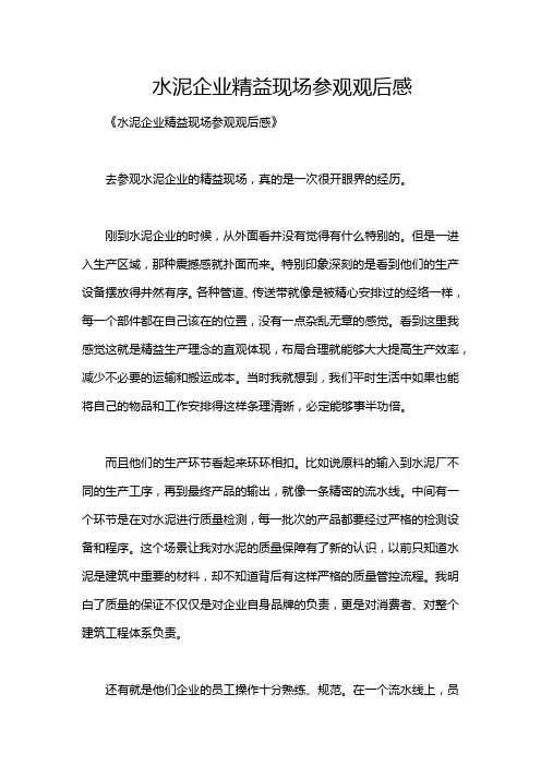 水泥企业精益现场参观观后感