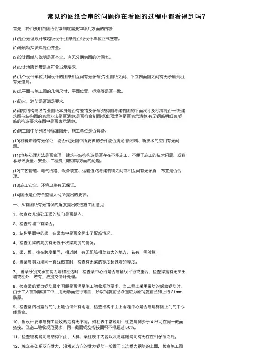 常见的图纸会审的问题你在看图的过程中都看得到吗？