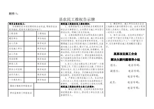 农民工维权告示牌电子版长(200cm宽160cm),颜色为白纸红字
