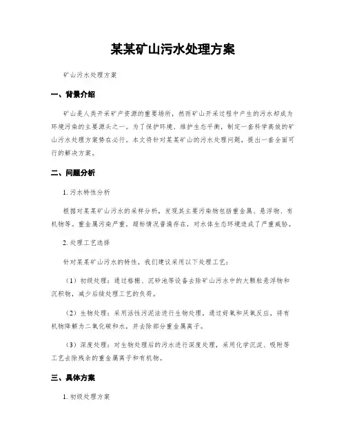 某某矿山污水处理方案