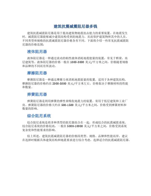 建筑抗震减震阻尼器多钱