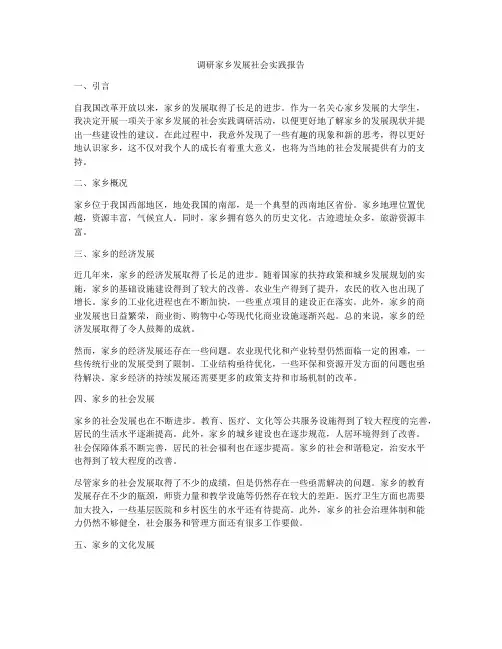 调研家乡发展社会实践报告