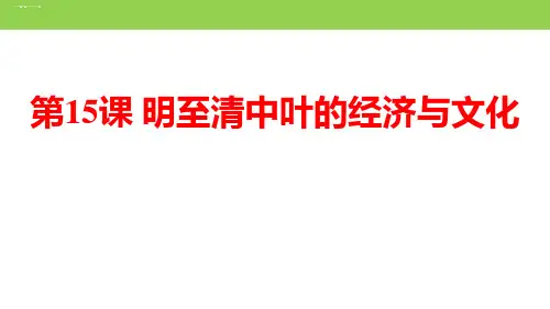《明至清中叶的经济与文化》PPT优秀课件
