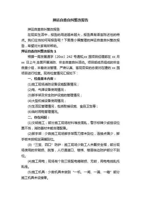 押运自查自纠整改报告
