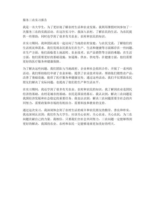 服务三农实习报告