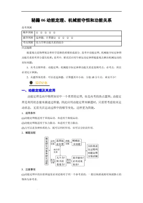 秘籍06 动能定理、机械能守恒定律和功能关系-备战2023年高考物理抢分秘籍(解析版)
