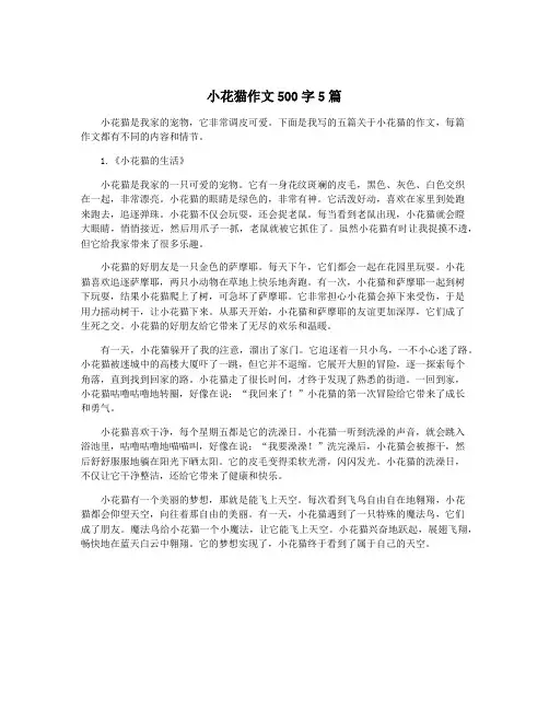 小花猫作文500字5篇