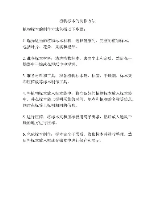 植物标本的制作方法