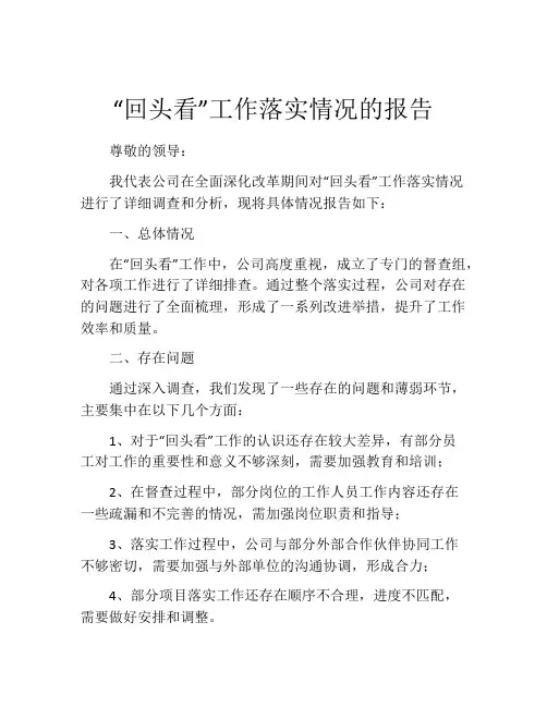 “回头看”工作落实情况的报告