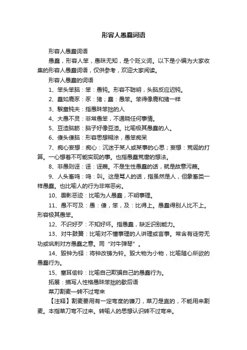 形容人愚蠢词语
