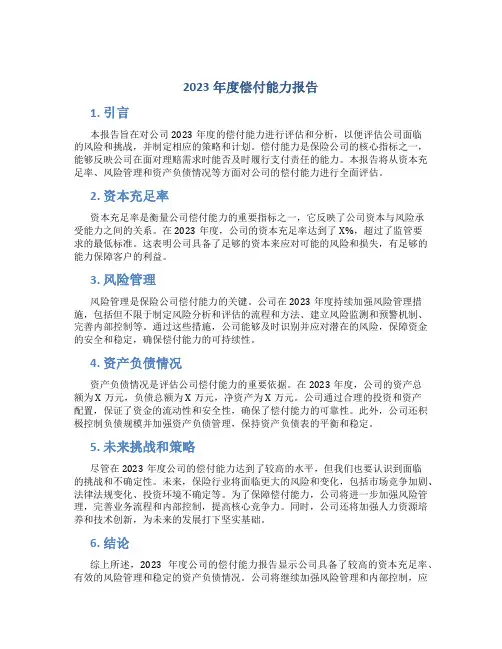 2023年度偿付能力报告