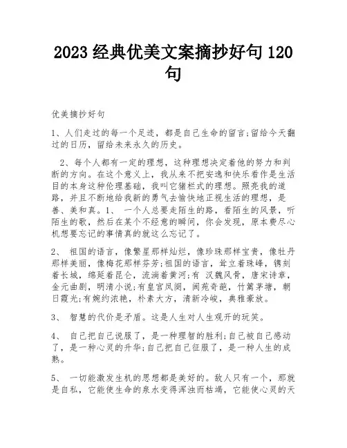 2023经典优美文案摘抄好句120句