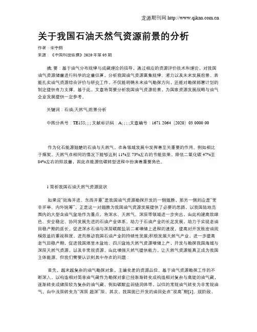 关于我国石油天然气资源前景的分析