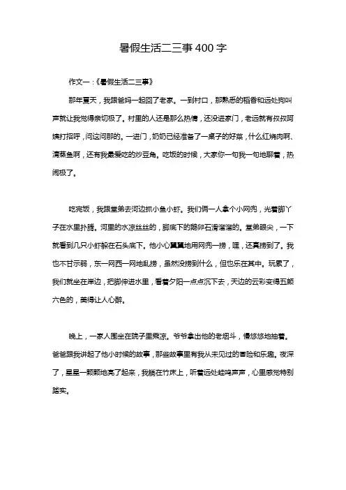 暑假生活二三事400字