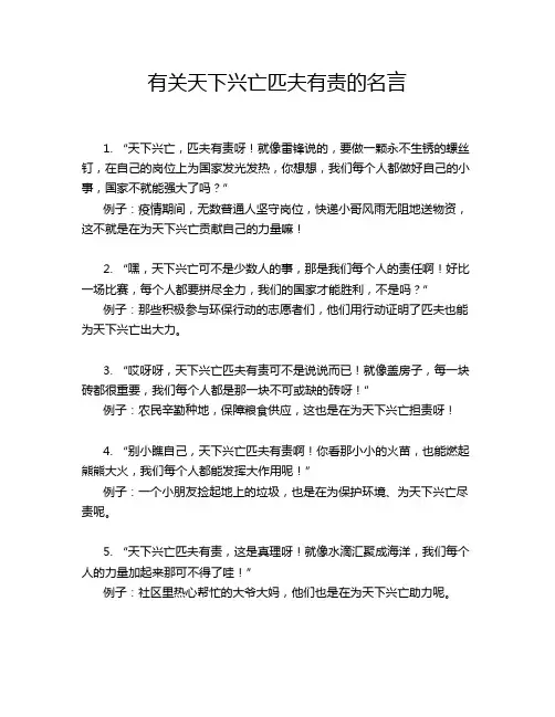 有关天下兴亡匹夫有责的名言