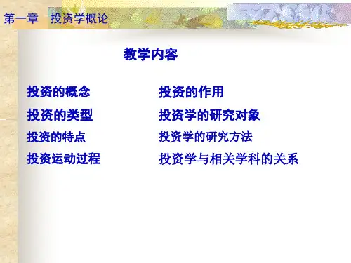 投资学概论培训教程64页PPT