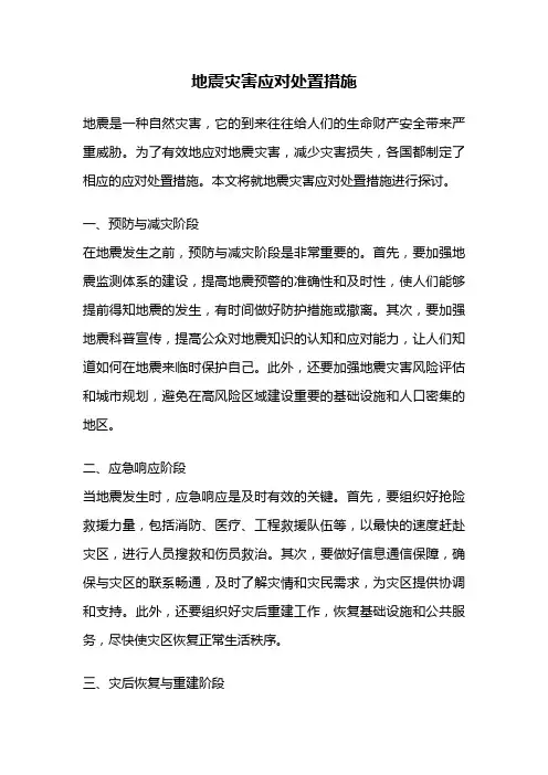 地震灾害应对处置措施