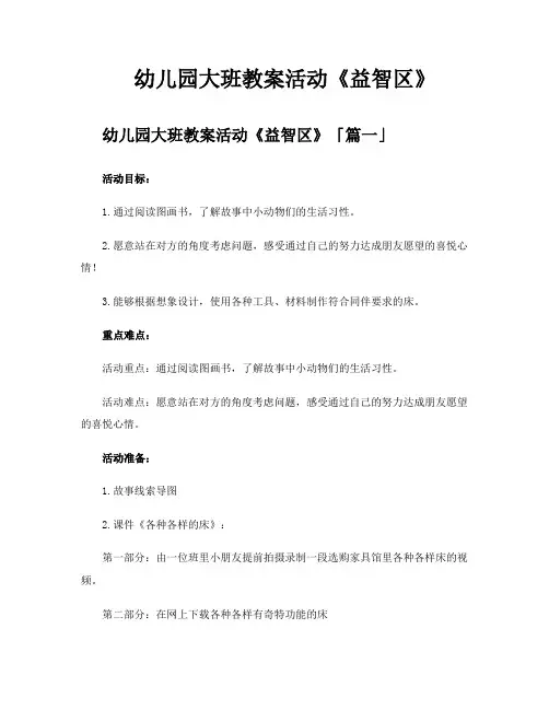 幼儿园大班教案活动《益智区》
