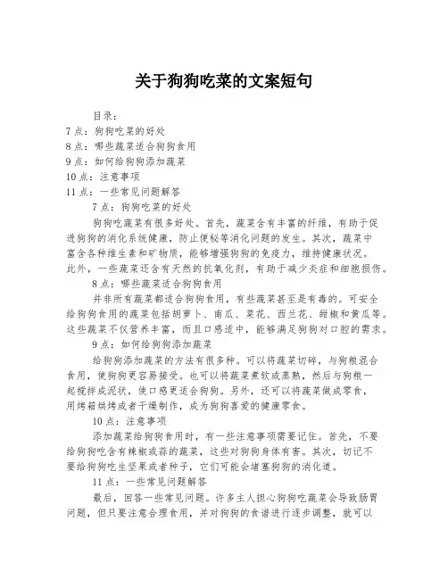 关于狗狗吃菜的文案短句