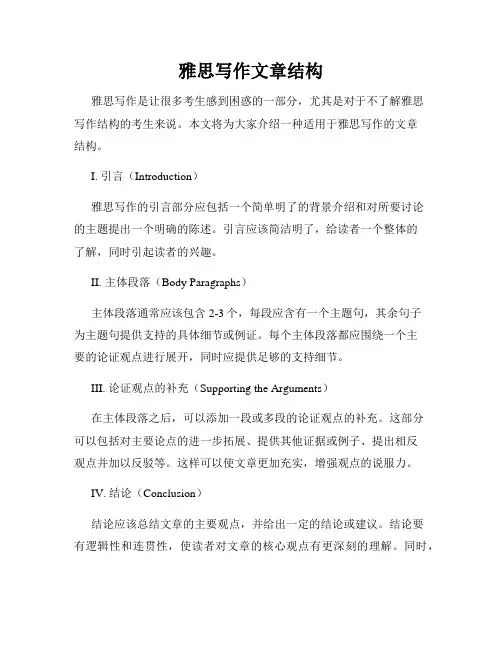 雅思写作文章结构